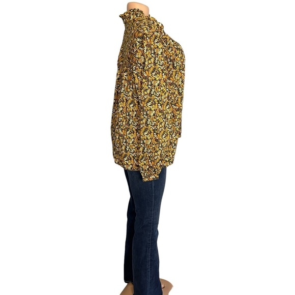 3/$30 🍂 Overlover Yellow & Brown Paisley Button Down Cotton Blouse - Picture 6 of 12
